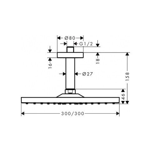 Верхний душ Hansgrohe Raindance E 300 Air 1jet (цвет - хром) 26251000 26251000 &mdash; фото в Esantehnika