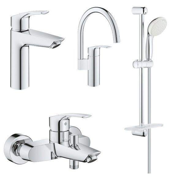 Комплект смесителей для ванной комнаты и кухни Grohe Eurosmart New (цвет-хром) UA123248MK UA123248MK &mdash; фото в Esantehnika