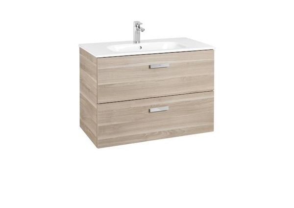 Комплект меблів тумба з умивальником Roca Victoria Basic 80,5 х 46 х h56,5 см, оздоблення - шпон A855852422 A855852422 &mdash; фото в Esantehnika