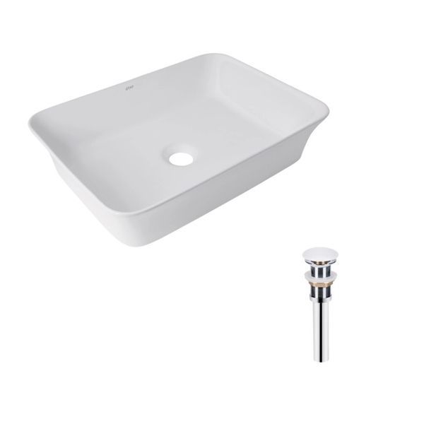 Комплект Qtap Virgo: Раковина накладна прамокутна 490х350х110 мм White + Донний клапан PU02 QT18112261WN47305 QT18112261WN47305 &mdash; фото в Esantehnika