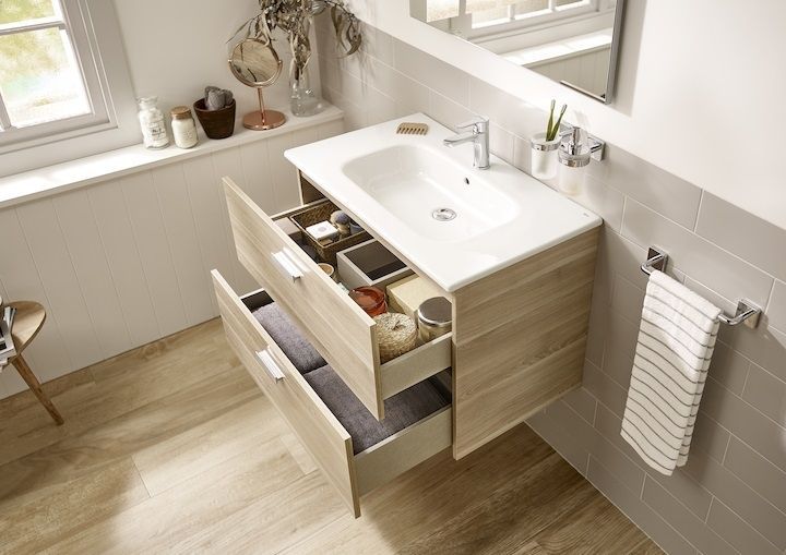 Комплект меблів тумба з умивальником Roca Victoria Basic 80,5 х 46 х h56,5 см, оздоблення - шпон A855852422 A855852422 &mdash; фото в Esantehnika