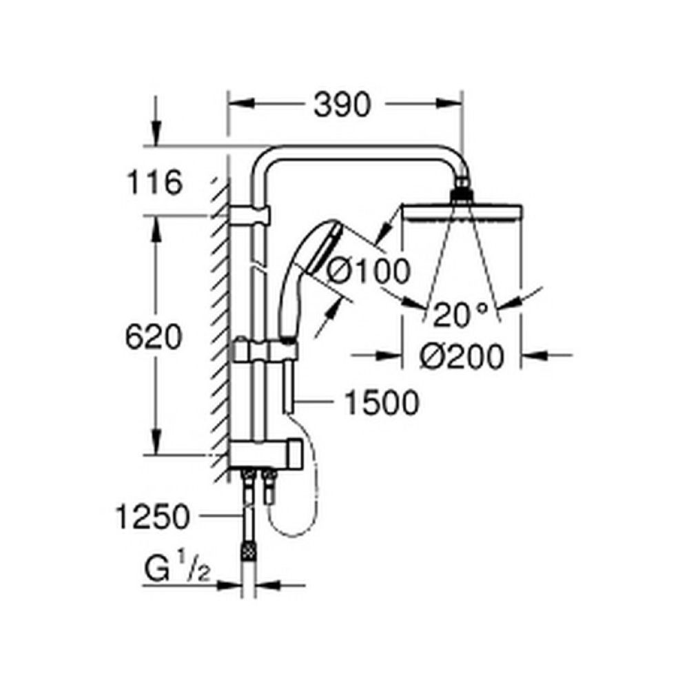 Душова стійка Grohe New Tempesta (27389002) 27389002 &mdash; фото в Esantehnika