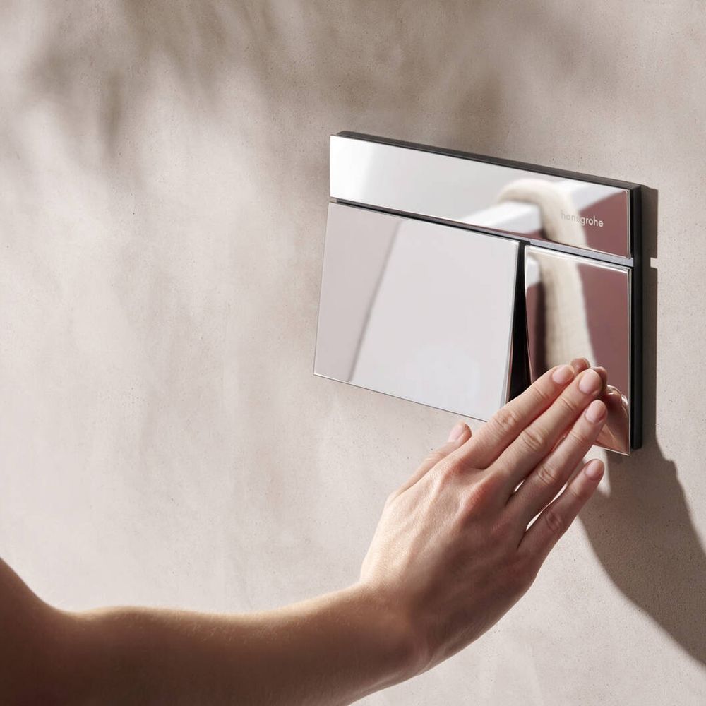 Клавиша смыва Hansgrohe iFrame Element E для двойного смыва, хром (66003000) 66003000 &mdash; фото в Esantehnika