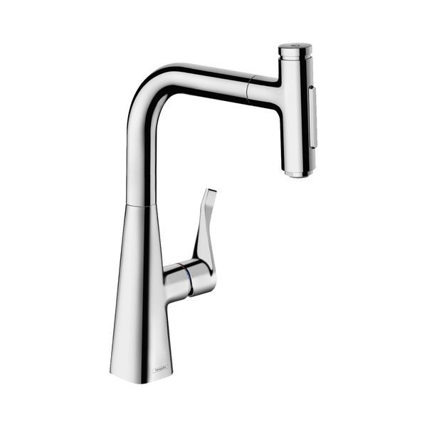 Змішувач для кухні 240 Hansgrohe Metris Select M71 2jet (колір - хром), з витяжним душем 73822000 73822000 &mdash; фото в Esantehnika
