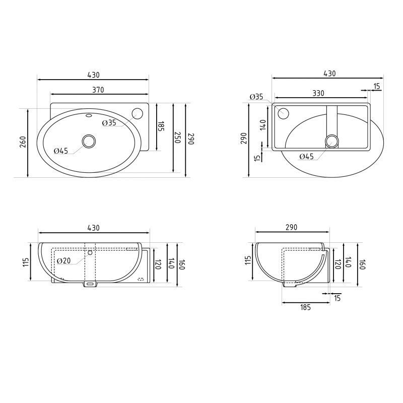 Раковина Qtap Leo 430x285x160 White QT11111008RW QT11111008RW &mdash; фото в Esantehnika