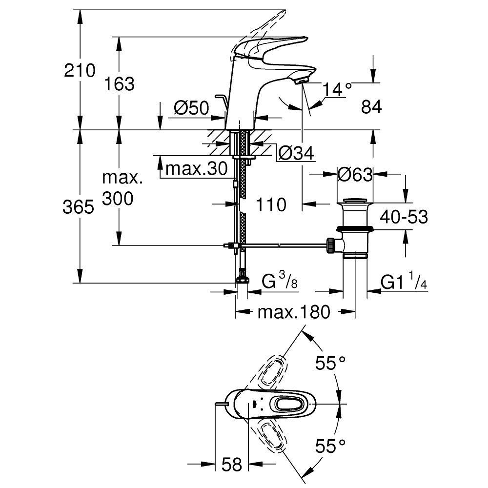 Смеситель для раковины Grohe Eurostyle (33558003) 33558003 &mdash; фото в Esantehnika