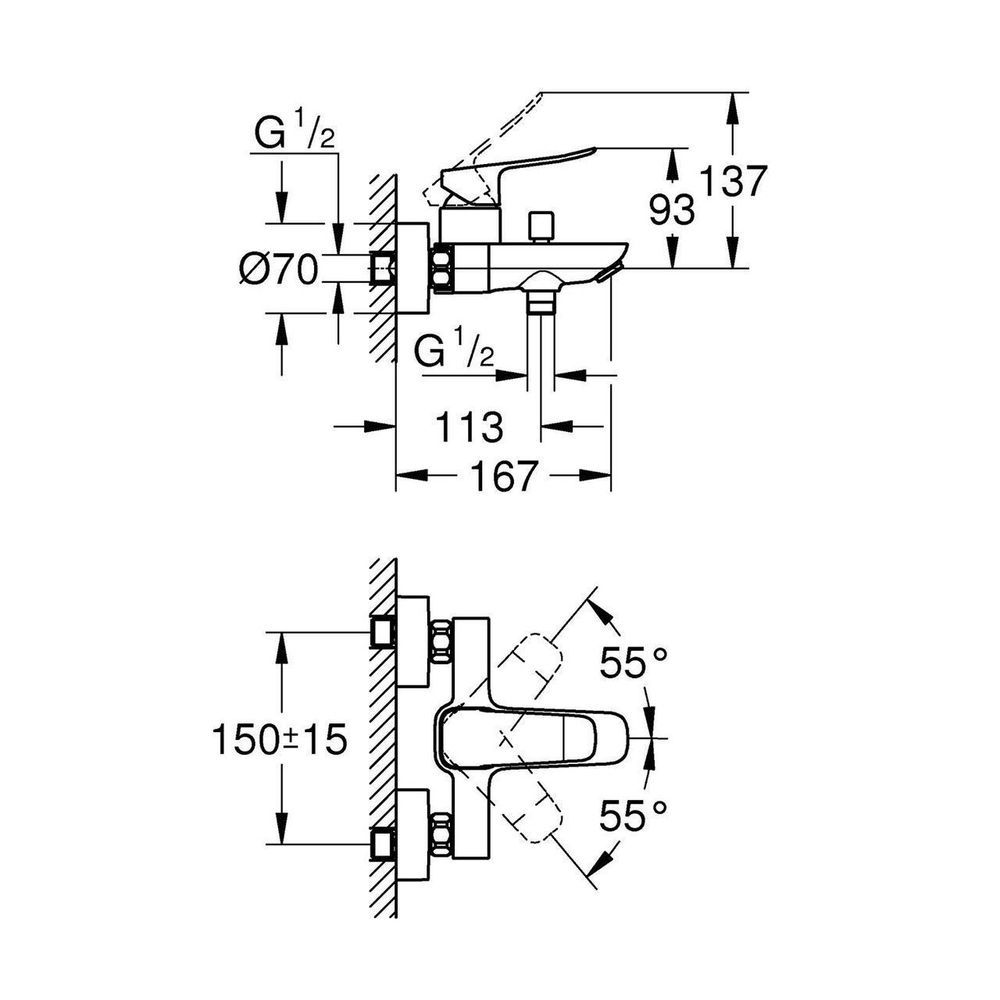 Змішувач для ванни Grohe QuickFix Dice Black 1018722430 1018722430 &mdash; фото в Esantehnika