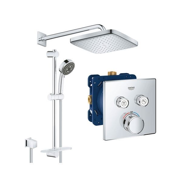Душевая система скрытого монтажа с термостатом Grohe QuickFix Grohtherm SmartControl&Vitalio Start 250 Cube (цвет - хром) UA202801C2 UA202801C2 &mdash; фото в Esantehnika