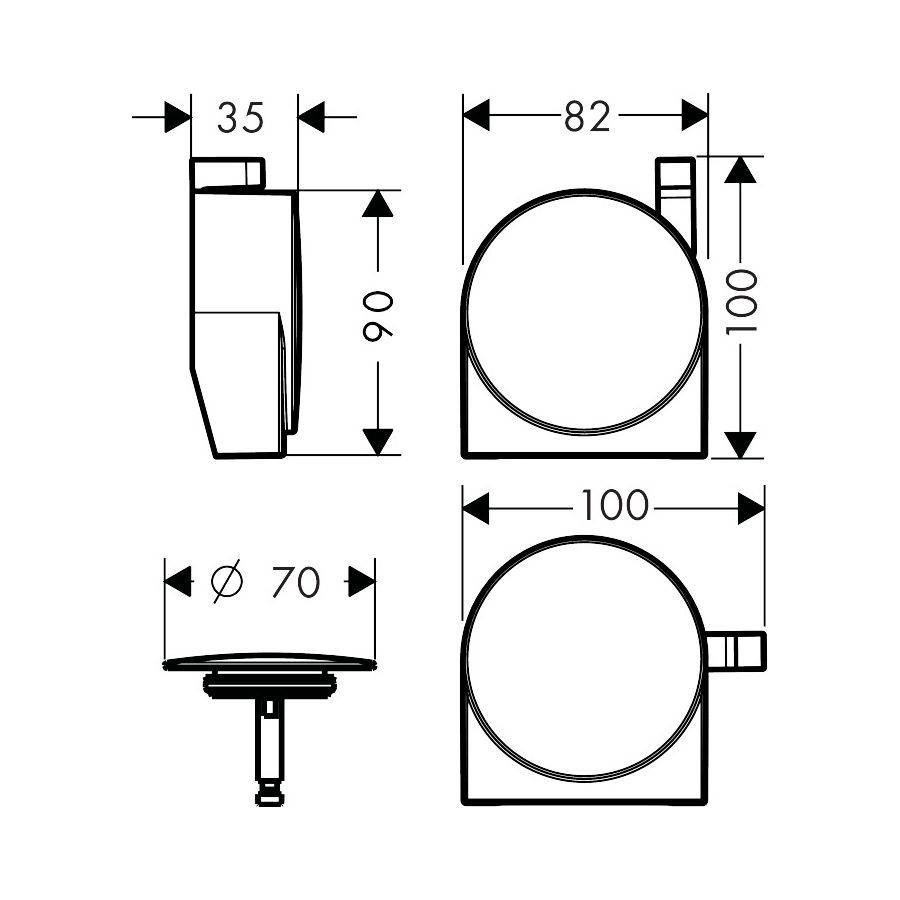 Слив-перелив с наполнением для ванны Hansgrohe Exafill S (цвет - чёрный матовый) 58116180+58117670 58116180+58117670 &mdash; фото в Esantehnika