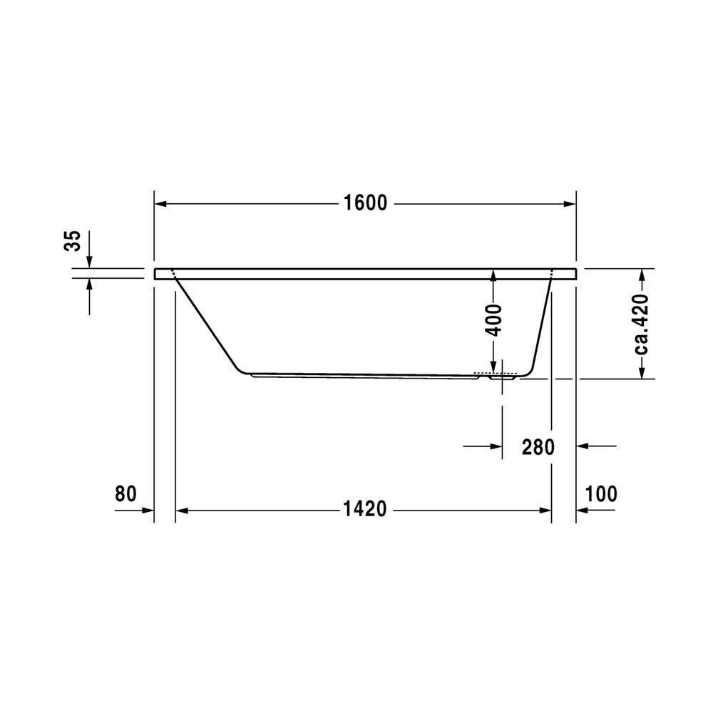 Ванна акриловая Duravit D-Code 160х70 (700096000000000) 700096000000000 &mdash; фото в Esantehnika