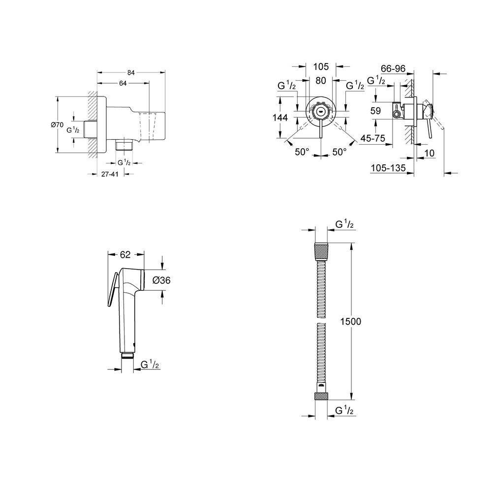 Набор с гигиеническим душем Grohe BauClassic 111048 111048 &mdash; фото в Esantehnika