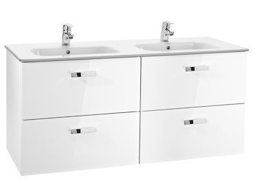 Шкафчик с умывальником Roca Victoria 1200х450х 565 мм с четырьмя ящиками с функцией медленного замыкания, белый глянец A855850806 A855850806 &mdash; фото в Esantehnika