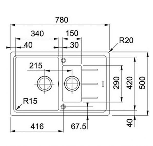 Кухонна мийка Franke Basis BFG 651-78, накладна, оборотна, 2 чаші, вентиль+сифон, 78x50, граніт бежевий (114.0272.633) 114.0272.633 &mdash; фото в Esantehnika