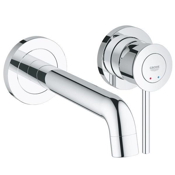 Смеситель для умывальника Grohe BauClassic, монтаж со стены, внешняя+внутренняя часть, хром (2029200C) 2029200C &mdash; фото в Esantehnika