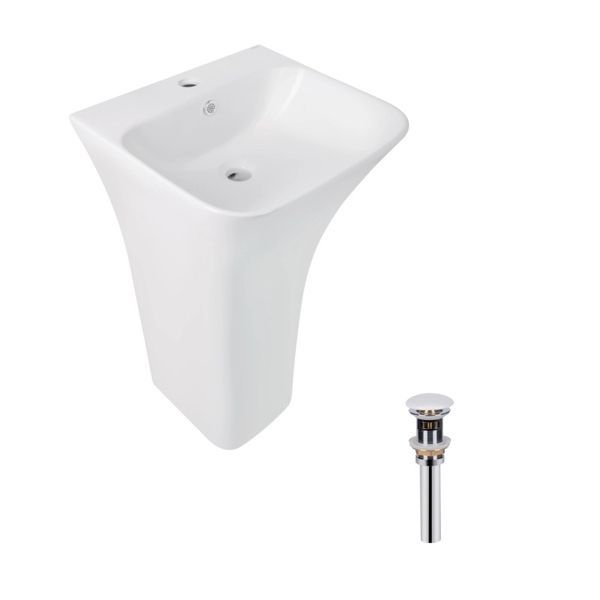 Комплект Qtap Crow: Раковина напольна моноблок 445x420x840 мм White + Донний клапан PU02O QT0511G315WN47321 QT0511G315WN47321 &mdash; фото в Esantehnika