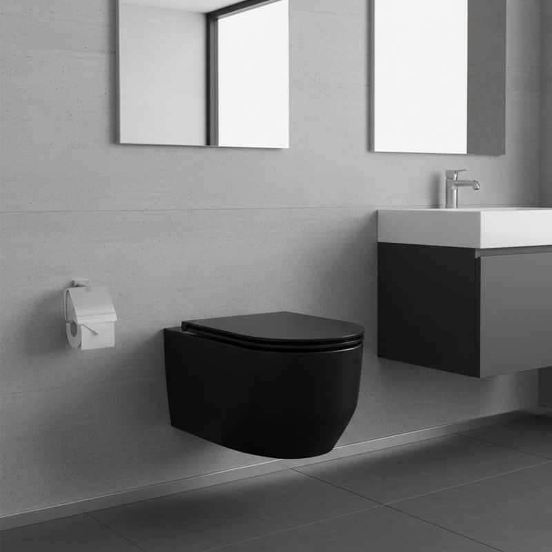 Унітаз підвісний Vortex Flush (безободковий) Devit Art 3.0 у комплекті з сидінням Soft Close, чорний мат 3030140B 3030140B &mdash; фото в Esantehnika