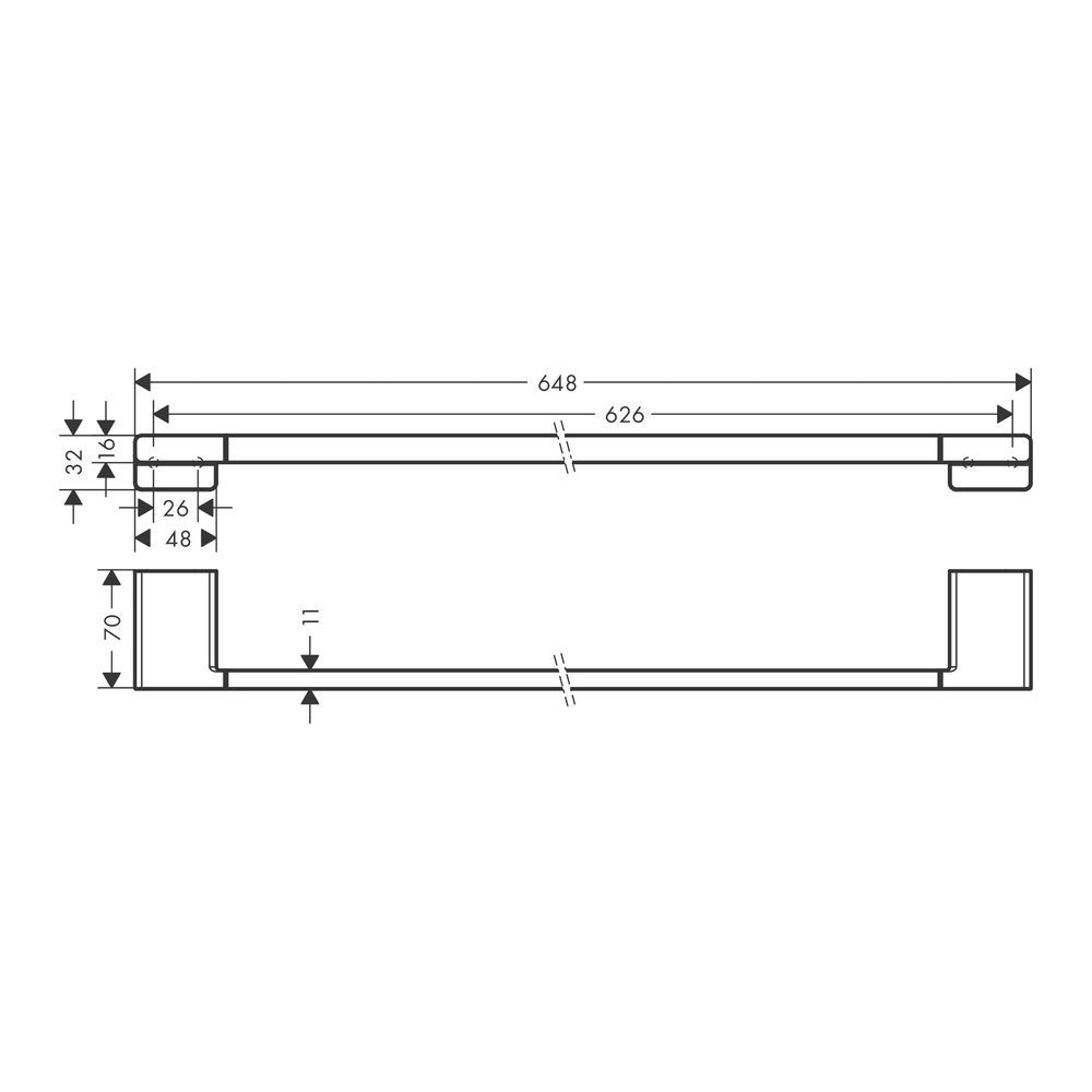 Полотенцедержатель 648 мм Hansgrohe AddStoris, шлифованный чёрный хром 41747340 41747340 &mdash; фото в Esantehnika