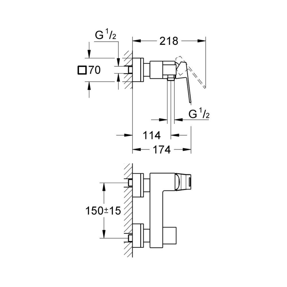 Змішувач для душу Grohe Eurocube (23145000) 23145000 &mdash; фото в Esantehnika