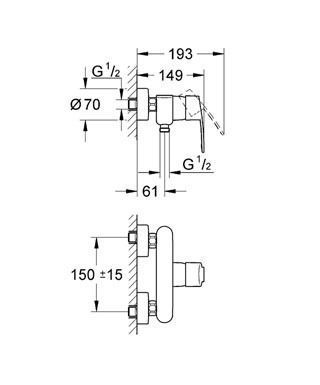 Смеситель однорычажный для душа Grohe Eurostyle Cosmopolitan 33590002 33590002 &mdash; фото в Esantehnika