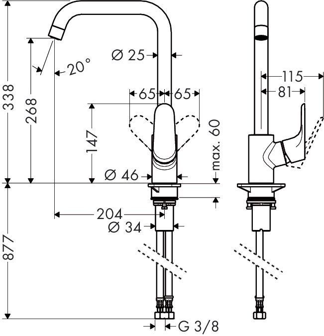 Смеситель для кухни 260, 1 jet Hansgrohe Focus M41 (цвет - хром) 31820000 31820000 &mdash; фото в Esantehnika