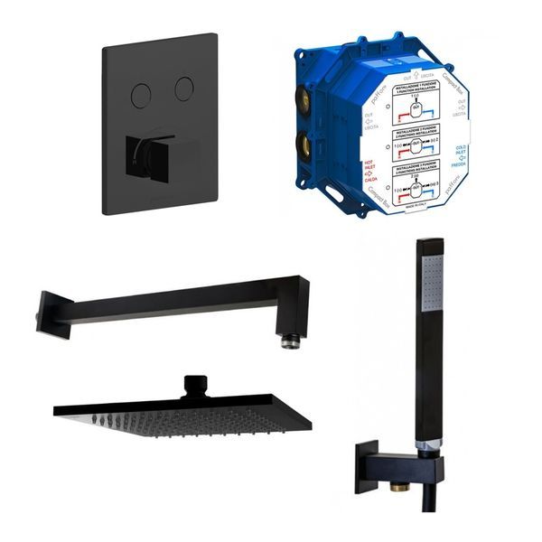 Душевой набор Paffoni Compact-M Quadro, черный (Kit Compact-M Quadro Nero) Kit Compact-M Quadro Nero &mdash; фото в Esantehnika
