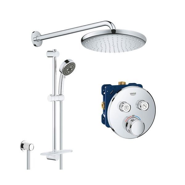 Душевая система скрытого монтажа с термостатом Grohe QuickFix Grohtherm SmartControl&Vitalio Start 250 Round (цвет - хром) UA202801R2 UA202801R2 &mdash; фото в Esantehnika