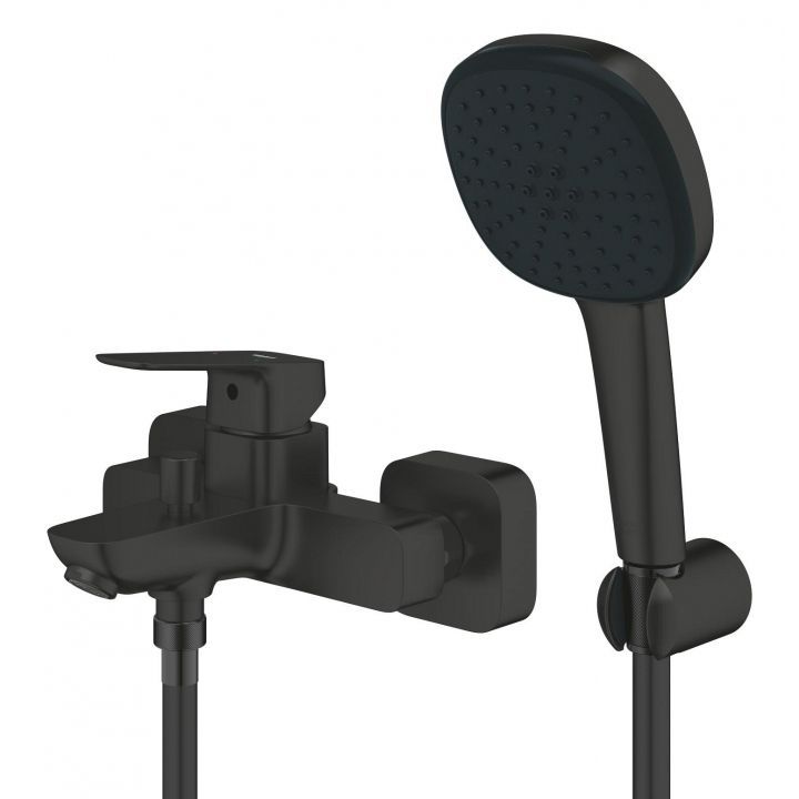 Смеситель для ванны с душем Grohe Cubeo чёрный матовый (1018142430) 1018142430 &mdash; фото в Esantehnika