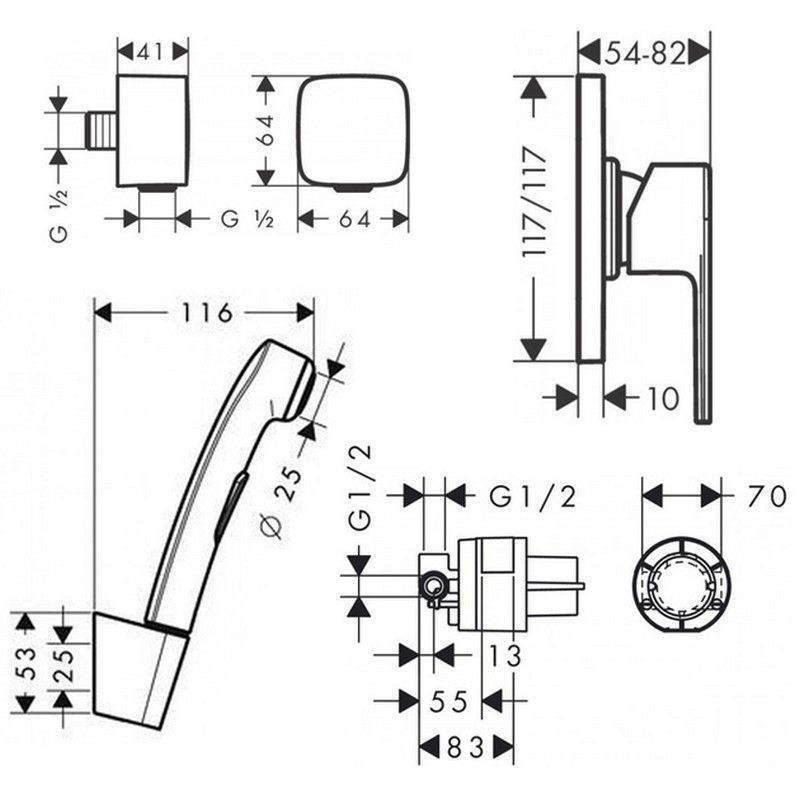 ​Набор гигиенического душа Hansgrohe Vernis Shape, Matt Black (20230006) 20230006 &mdash; фото в Esantehnika