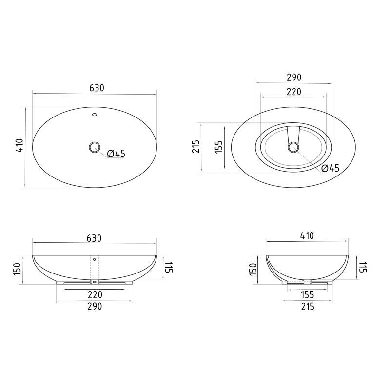 Раковина-чаша Qtap Dove 635x420x150 White QT06118168W QT06118168W &mdash; фото в Esantehnika