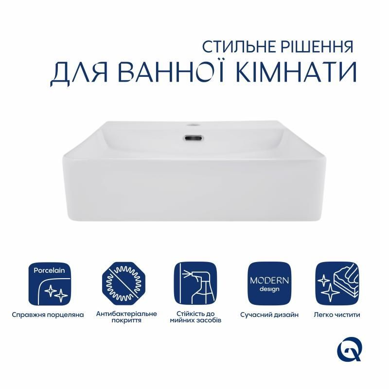 Комплект Qtap Nando LT: Раковина підвісна прамокутна 500х420х130 мм White + Донний клапан PU02O QT12112173SWN47323 QT12112173SWN47323 &mdash; фото в Esantehnika