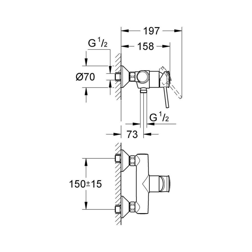 Смеситель для душа Grohe Bau Classic (32867000) 32867000 &mdash; фото в Esantehnika