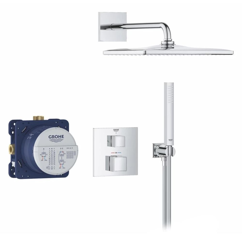 Душова система прихованого монтажу з термостатом Grohe QuickFix Precision Cube Thermostat (34879000) 34879000 &mdash; фото в Esantehnika