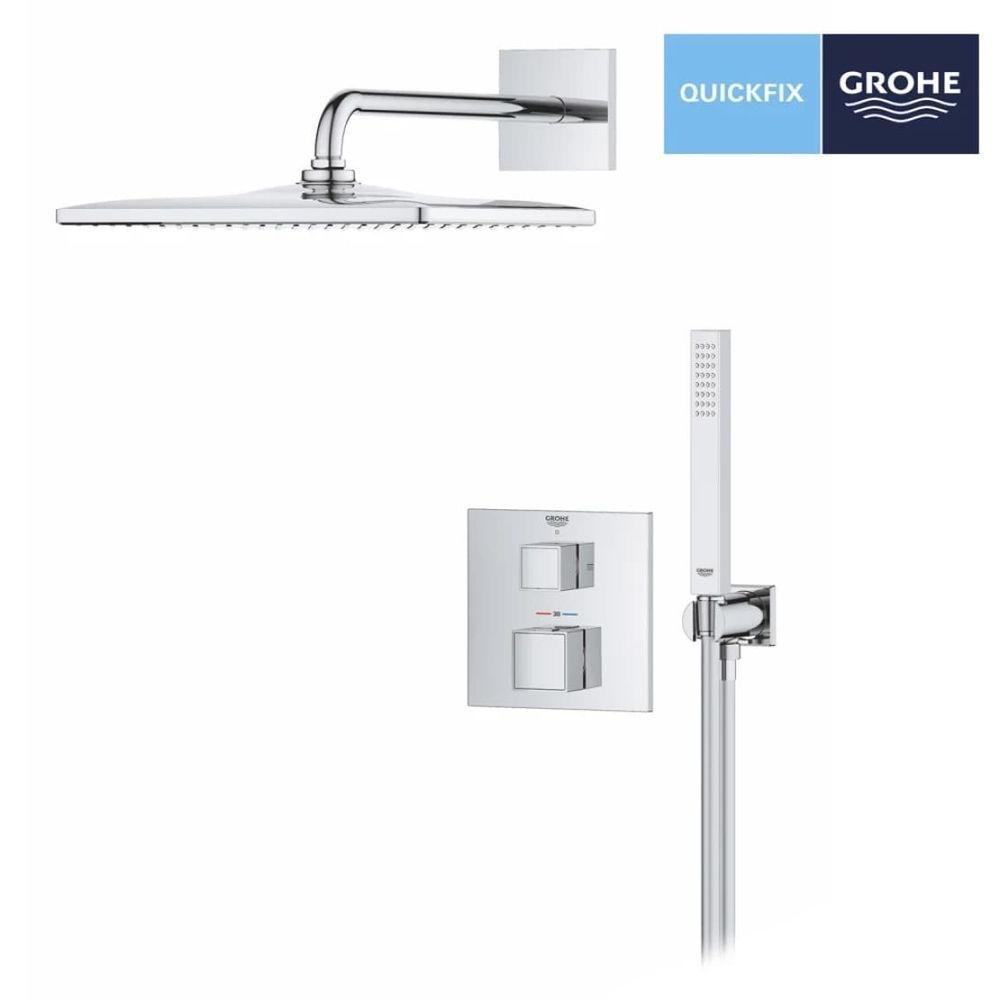 Душова система прихованого монтажу з термостатом Grohe QuickFix Precision Cube Thermostat (34879000) 34879000 &mdash; фото в Esantehnika