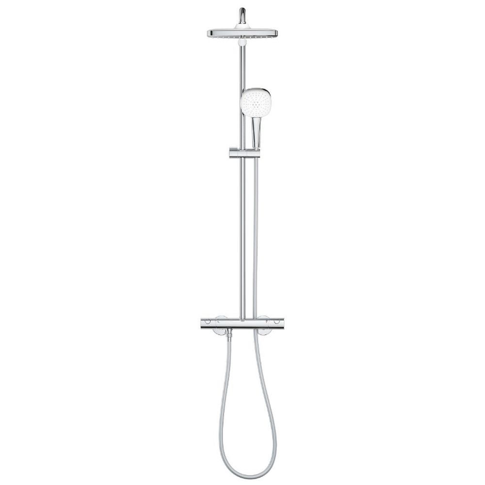 Комплект GROHE Tempesta System 250 Cube с термостатом и смесителем GROHE Cubeo S-Size, хром (SET-26689001-1016990000) SET-26689001-1016990000 &mdash; фото в Esantehnika