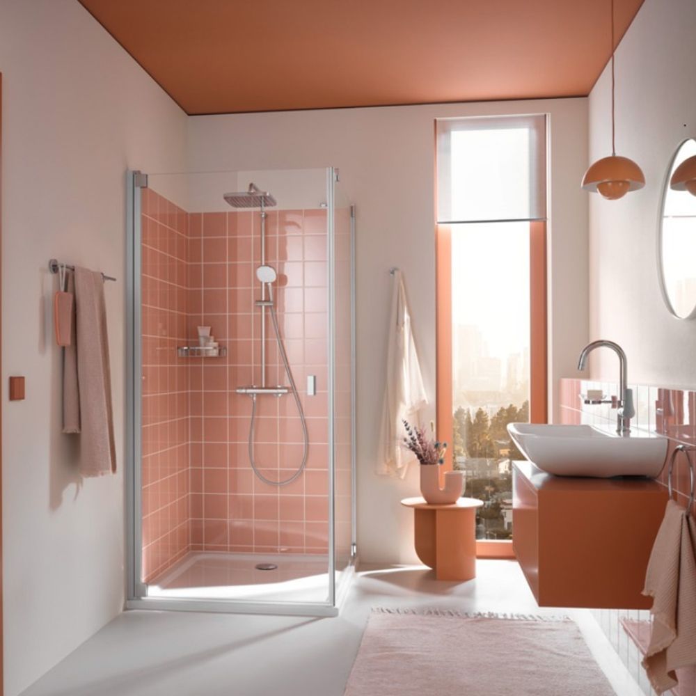 Комплект GROHE Tempesta System 250 Cube с термостатом и смесителем GROHE Cubeo S-Size, хром (SET-26689001-1016990000) SET-26689001-1016990000 &mdash; фото в Esantehnika