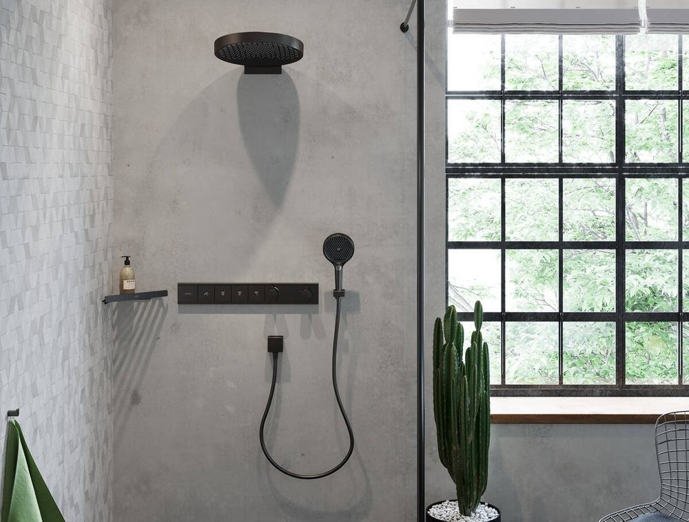 Верхний душ &Oslash; 360 мм Hansgrohe Rainfinity, 3 типа струи (цвет - шлифованный чёрный хром) 26234340 26234340 &mdash; фото в Esantehnika