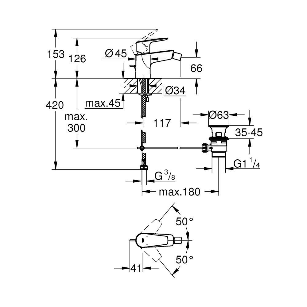 Змішувач для біде Grohe QuickFix Start Edge (колір - хром) 23345001 23345001 &mdash; фото в Esantehnika