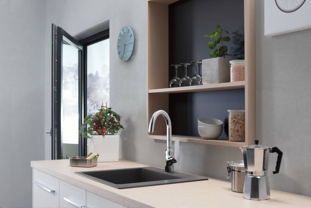 Кухонный смеситель 220, 1jet Hansgrohe Focus M42 (цвет - хром) 71802000 71802000 &mdash; фото в Esantehnika