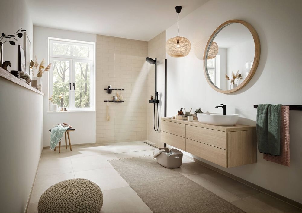 Набор аксессуаров 3-в-1 Hansgrohe WallStoris, чёрный матовый 27966670 27966670 &mdash; фото в Esantehnika