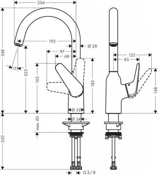 Кухонный смеситель 220, 1jet Hansgrohe Focus M42 (цвет - хром) 71802000 71802000 &mdash; фото в Esantehnika