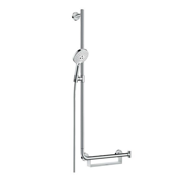 Душевой гарнитур Hansgrohe Raindance Select S 120 3jet EcoSmart 9 л/мин со штангой 110 см (цвет - хром/белый) 26325400 26325400 &mdash; фото в Esantehnika
