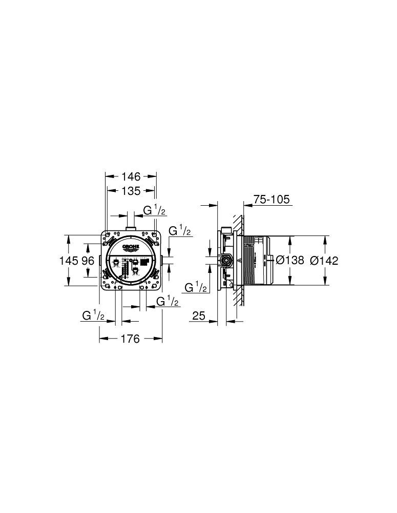 Комплект душової системи прихованого монтажу GROHE Cubeo з Rapido SmartBox, хром (SET-1053360000-35604000) SET-1053360000-35604000 &mdash; фото в Esantehnika