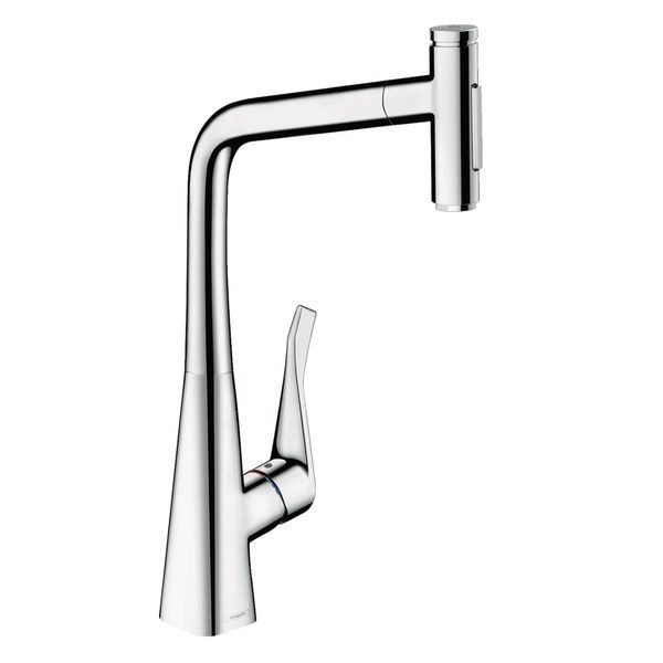 Змішувач для кухні Hansgrohe Metris Select M71 320 2jet (колір - хром), з витяжним душем 73820000 73820000 &mdash; фото в Esantehnika