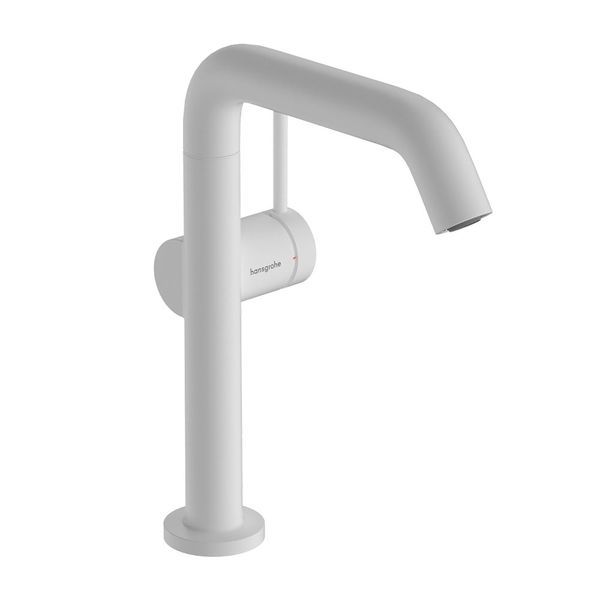 Змішувач для раковини 210 Fine CoolStart, з поворотним виливом Hansgrohe Tecturis S (колір - білий матовий), з донним клапаном push-open 73360700 73360700 &mdash; фото в Esantehnika