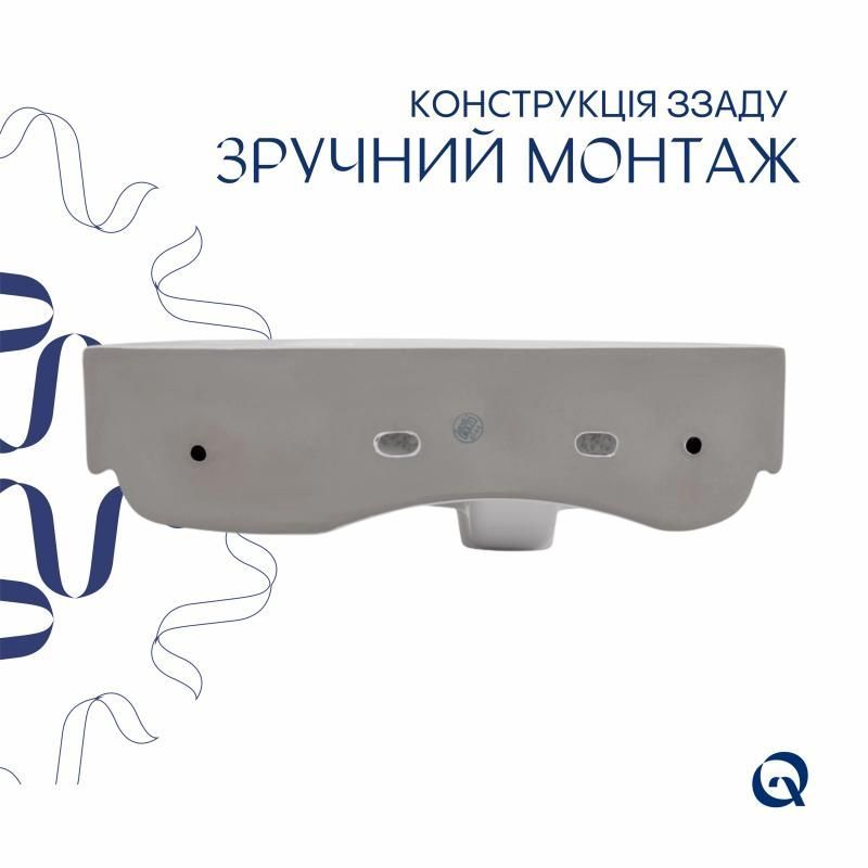 Комплект Qtap Tern: Раковина підвісна прамокутна права 450х250х158 мм White + Донний клапан PU02O QT17115117RWN47328 QT17115117RWN47328 &mdash; фото в Esantehnika