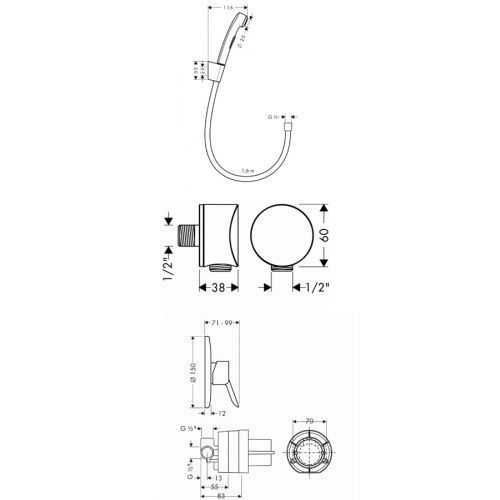 Hansgrohe Focus E2 31967+13620180+32129+27454 гигиенический душ 31967+13620180+32129+27454 &mdash; фото в Esantehnika