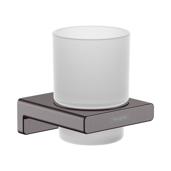 Склянка для зубних щіток, підвісна Hansgrohe AddStoris, шліфований чорний хром/скло матове 41749340 41749340 &mdash; фото в Esantehnika