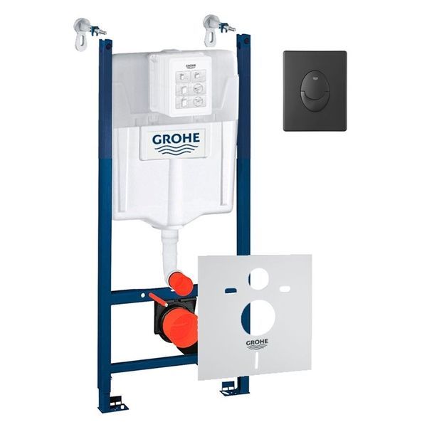 Система інсталяції для унітазу Grohe Rapid SL 3 в 1 3884000G з клавішею змиву Skate Air (колір-чорний матовий) 38505KF0 3884000G+38505KF0 &mdash; фото в Esantehnika
