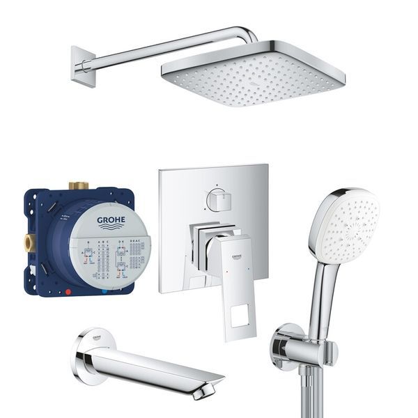 Душевая система с изливом Grohe Eurocube из 250 Cube скрытого монтажа, хром (UA26417SC0) UA26417SC0 &mdash; фото в Esantehnika