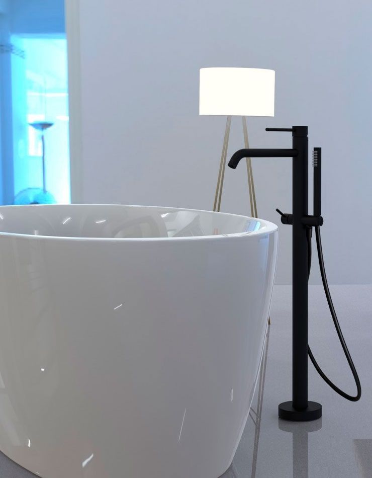 Смеситель для ванны Paffoni Light черный матовый LIG032NO+LIG030 LIG032NO+LIG030 &mdash; фото в Esantehnika